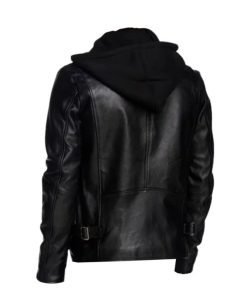 Men Black Detachable Hooded Jacket