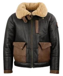 Mens-Black-Leather-Brown-Fur-Jacket
