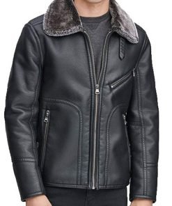 Men’s Black Leather Fur Jacket