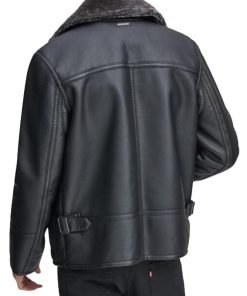 Men’s Black Leather Fur Jacket