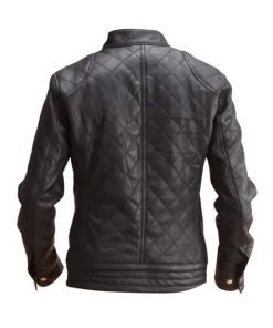 Mens Black Leather Quilted Jacket