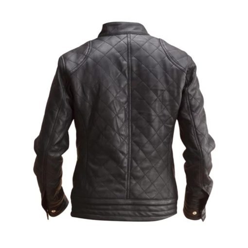 Mens Black Leather Quilted Jacket