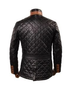 Men Black Quilted Leather Jacket