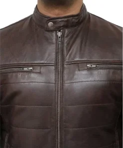 Mens-Brown-Cafe-Racer-Puffer-Jacket