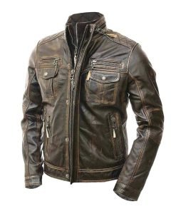 Cafe Racer Vintage Classic Biker Leather Jacket