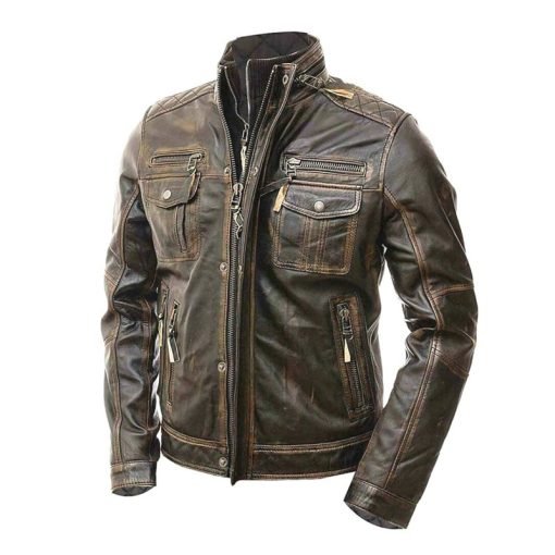 Cafe Racer Vintage Classic Biker Leather Jacket