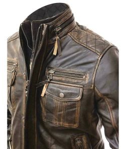 Cafe Racer Vintage Classic Biker Leather Jacket