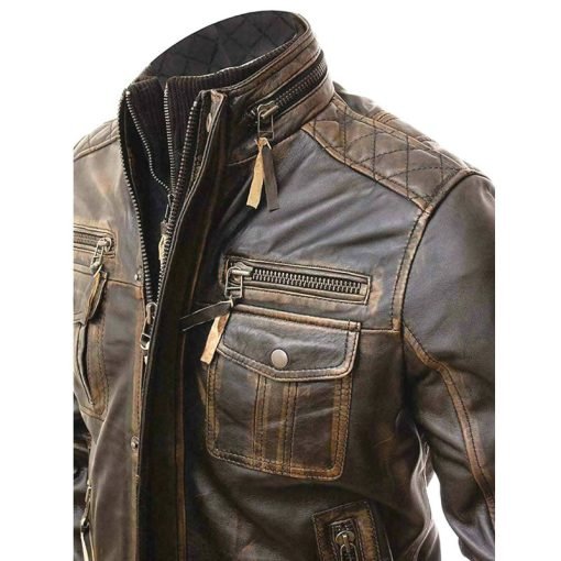 Cafe Racer Vintage Classic Biker Leather Jacket