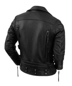 Men Cowhide Leather Motorcycle Jacket