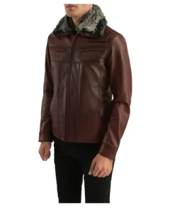 Men's Fur Brown Leather Jacket