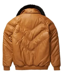 Mens-Fur-V-Bomber-Brown-Leather-Jacket-2