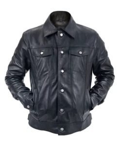 Mens Genuine Leather Trucker Jacket