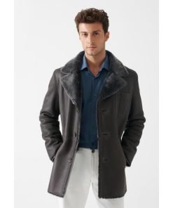 Men's Grey Shearling Coat