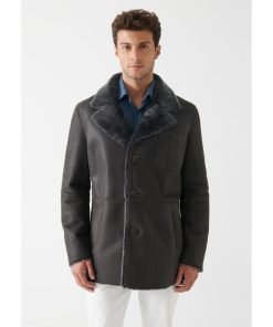 Men's Grey Shearling Coat