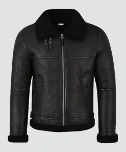 Mens-Jet-Black-Shearling-Jacket