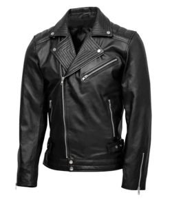 Mens Quilted Biker Leather Jacket