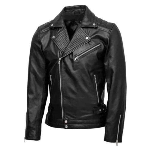 Mens Quilted Biker Leather Jacket