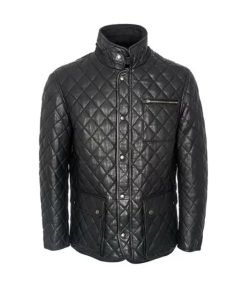 Men’s Quilted Black Cafe Racer Jacket