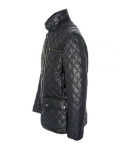 Men’s Quilted Black Cafe Racer Jacket