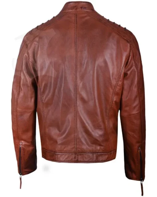 Mens-Real-Leather-Brown-Padded-Jacket