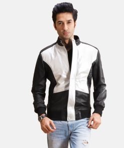 Spade Silver Black Leather Bomber Jacket