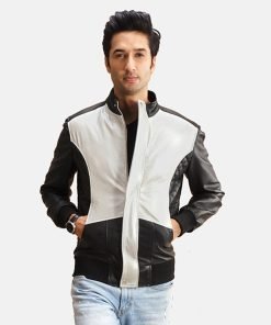 Spade Silver Black Leather Bomber Jacket