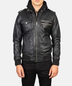 Bravado Hooded Leather Bomber Jacket