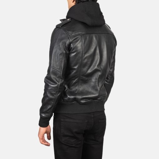 Bravado Hooded Leather Bomber Jacket