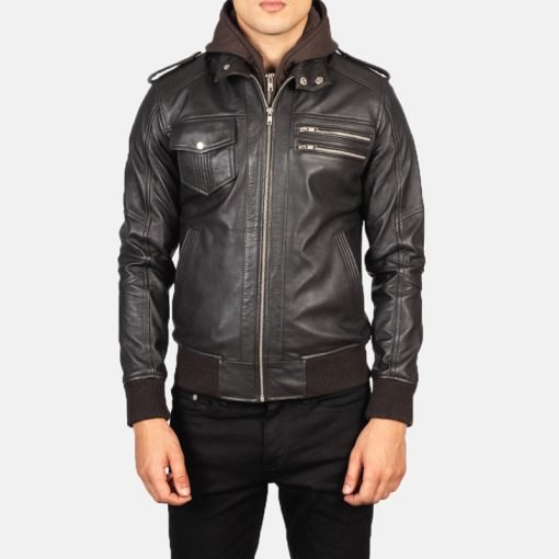 Bravado Hooded Leather Bomber Jacket