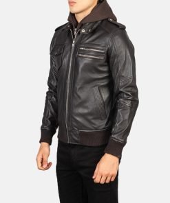 Bravado Hooded Leather Bomber Jacket