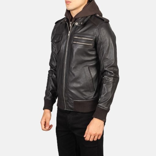 Bravado Hooded Leather Bomber Jacket