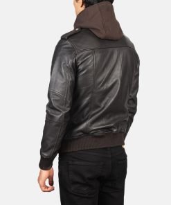 Bravado Hooded Leather Bomber Jacket