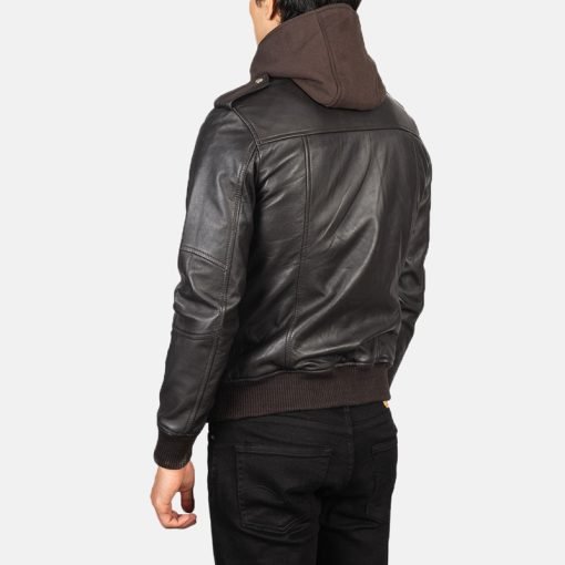 Bravado Hooded Leather Bomber Jacket