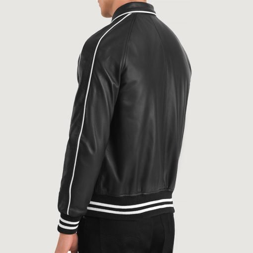 Cooper Black Leather Varsity Jacket