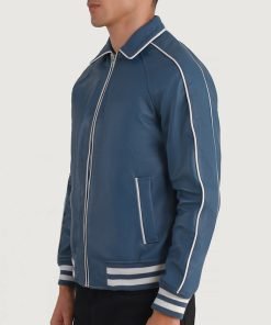 Cooper Blue Leather Varsity Jacket