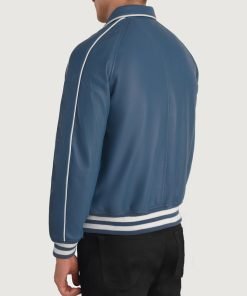 Cooper Blue Leather Varsity Jacket