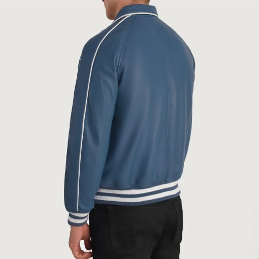 Cooper Blue Leather Varsity Jacket