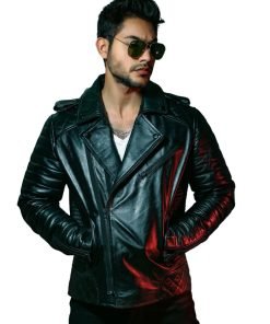Mens Quilted Black Motorcycle Leather Jacket