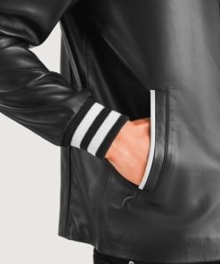 Willis Black Leather Varsity Jacket