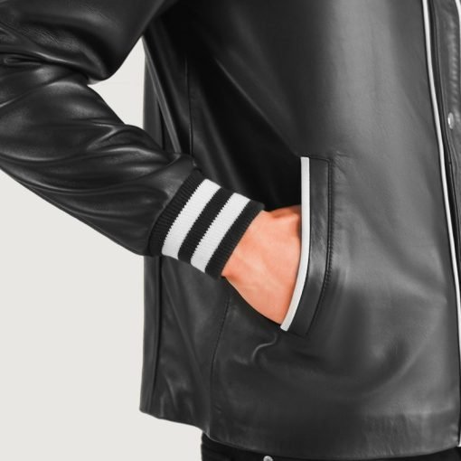 Willis Black Leather Varsity Jacket