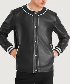 Willis Black Leather Varsity Jacket