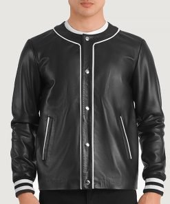 Willis Black Leather Varsity Jacket