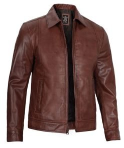 Harrington Premium Brown Leather Jacket