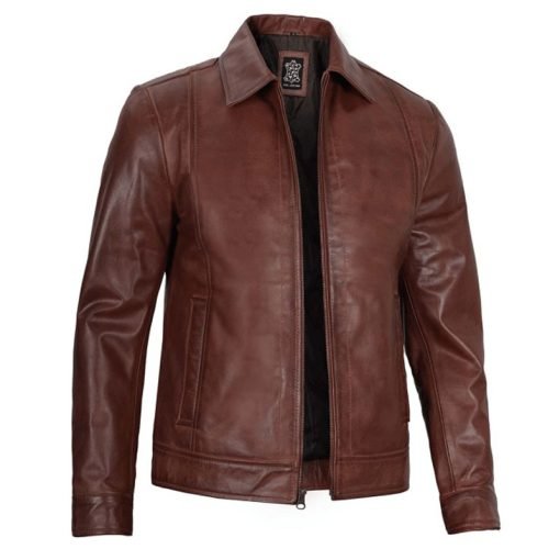 Harrington Premium Brown Leather Jacket