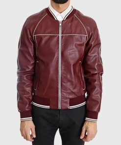 Men’s Red Varsity Leather Jacket