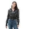 Women’s Real Black Leather Anthracite Jacket