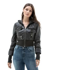 Women’s Real Black Leather Anthracite Jacket