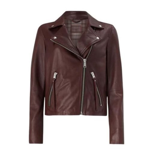 Women Brown Vintage Biker Jacket