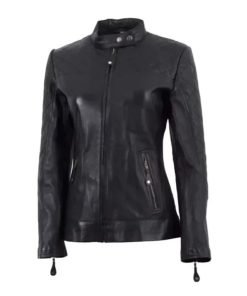 Women Cafe Racer Leather Jacket