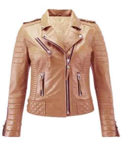 Women Motorcycle Biker Genuine Leather Jacket